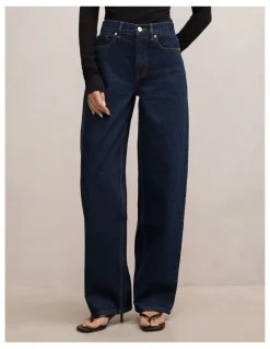 Forever New Emma Mid Rise Barrel Jeans in Blue