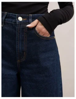 Forever New Emma Mid Rise Barrel Jeans in Blue
