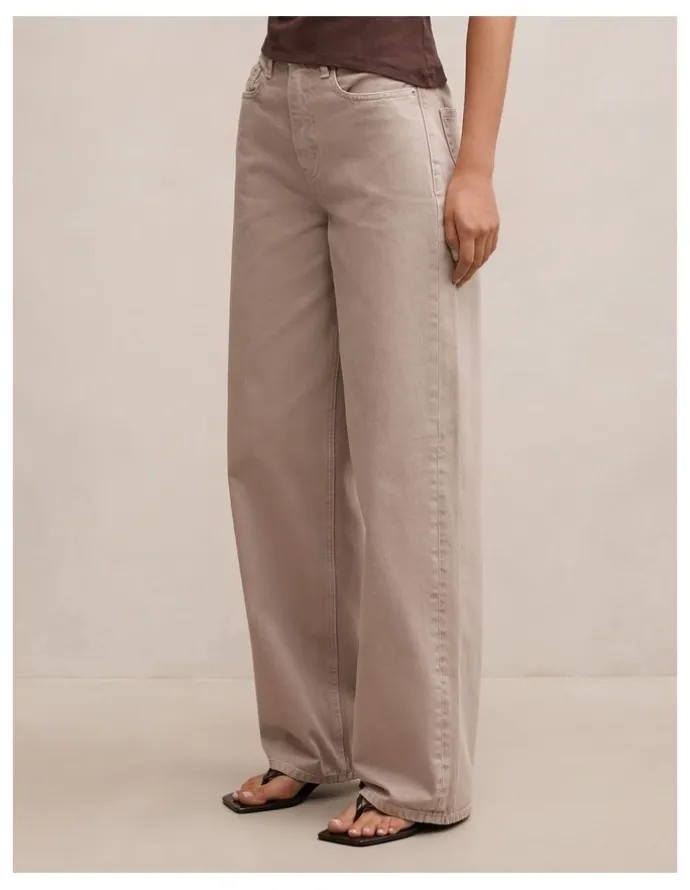 Forever New Gia High Rise Wide Leg Jeans in Cream