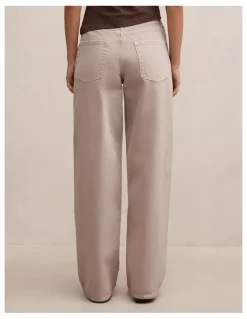 Forever New Gia High Rise Wide Leg Jeans in Cream