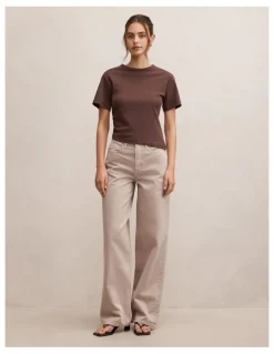 Forever New Gia High Rise Wide Leg Jeans in Cream