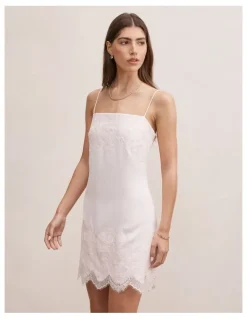 Forever New Haven Lace Trim Mini Dress in Pink
