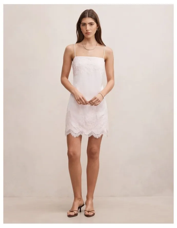 Forever New Haven Lace Trim Mini Dress in Pink