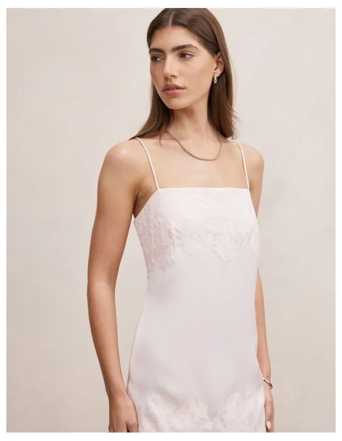 Forever New Haven Lace Trim Mini Dress in Pink