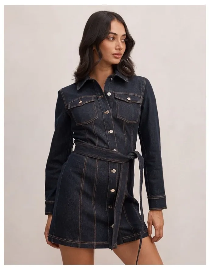 Forever New Jayden Denim Dress in Blue