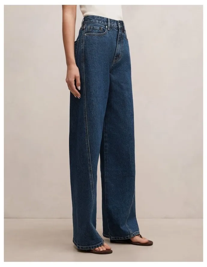 Forever New Kate Twisted Seam Wide Leg Jeans in Blue