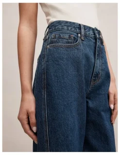 Forever New Kate Twisted Seam Wide Leg Jeans in Blue