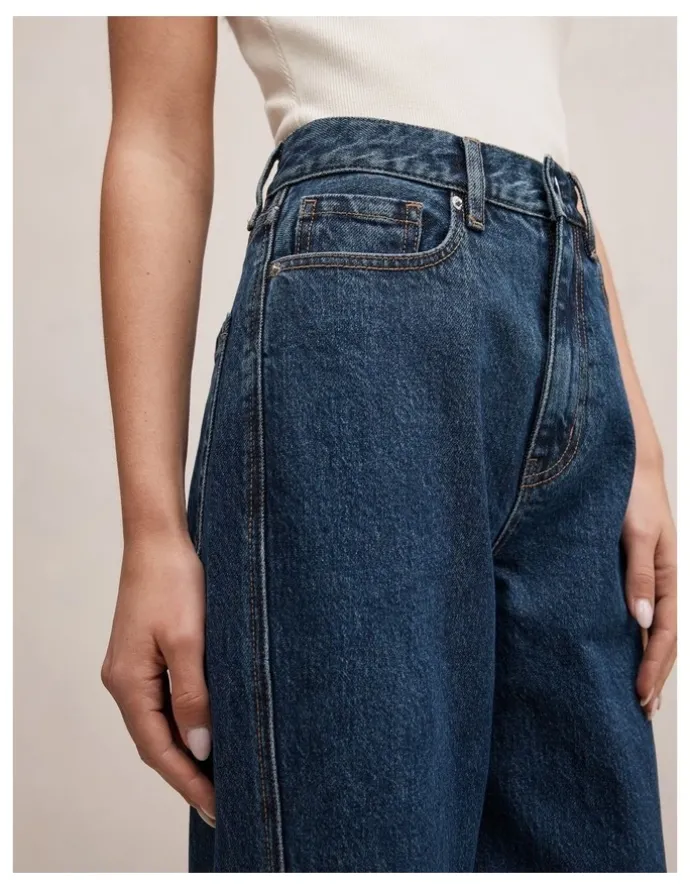 Forever New Kate Twisted Seam Wide Leg Jeans in Blue