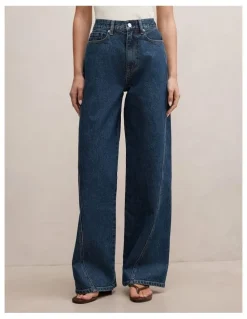 Forever New Kate Twisted Seam Wide Leg Jeans in Blue