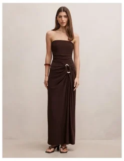 Forever New Keely Strapless Jersey Maxi Dress in Brown