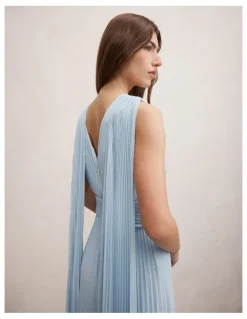 Forever New Leia Pleated Cape Maxi Dress in Blue