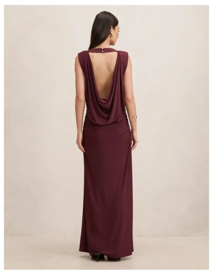 Forever New Leni Draped Backless Dress in Purple