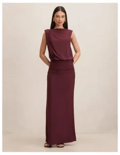 Forever New Leni Draped Backless Dress in Purple