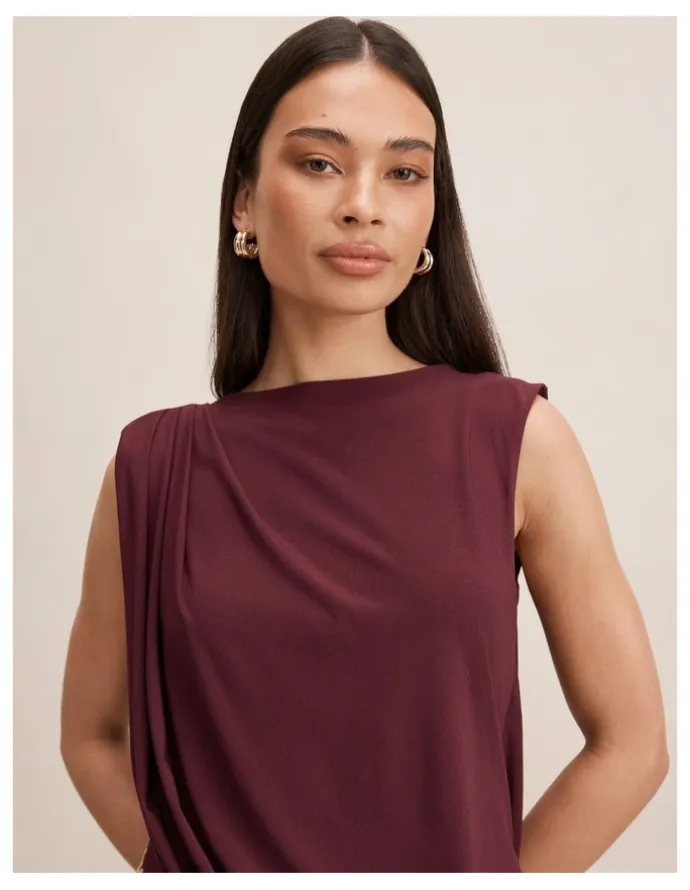 Forever New Leni Draped Backless Dress in Purple