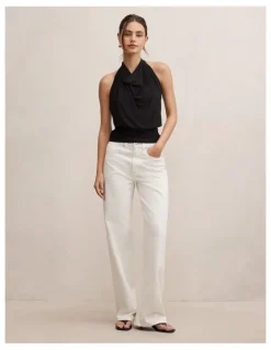Forever New Nicki Mid Rise Straight Jeans in Cream