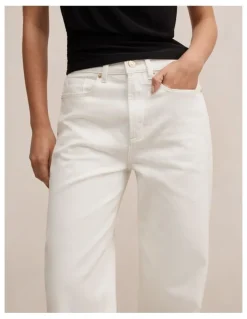Forever New Nicki Mid Rise Straight Jeans in Cream