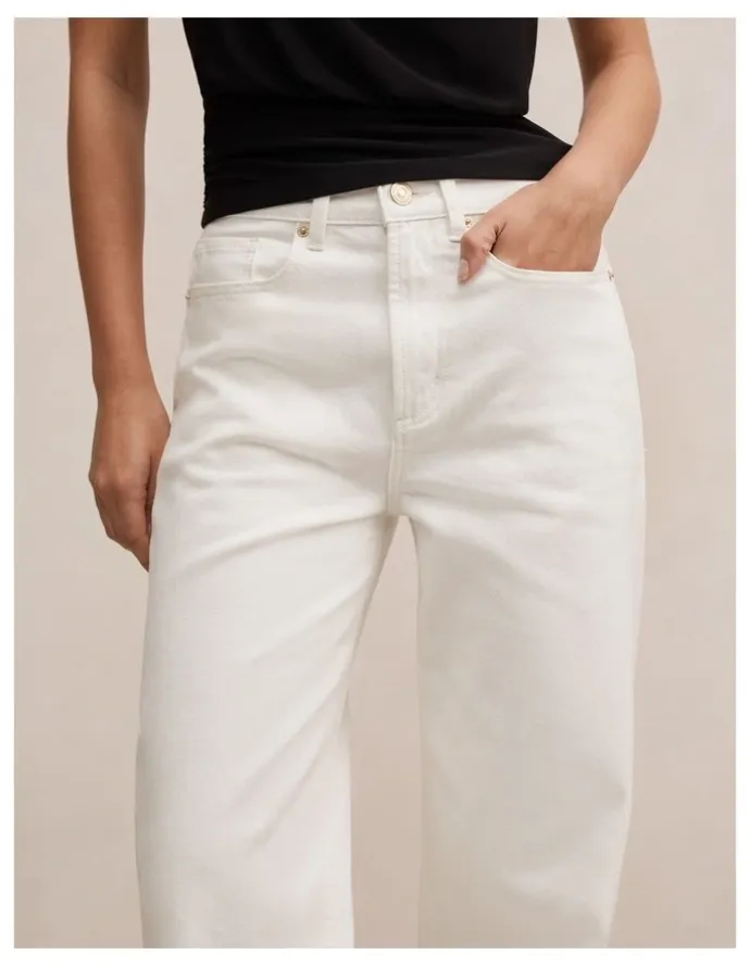 Forever New Nicki Mid Rise Straight Jeans in Cream