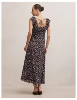 Forever New Paige Ruffle Midi Dress in Choc Ray Ditsy