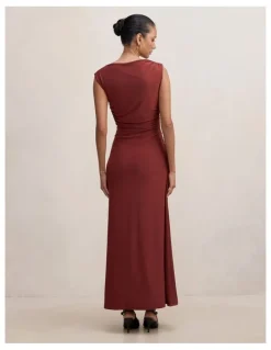 Forever New Petite Fiora Hardware Jersey Dress in Burgundy
