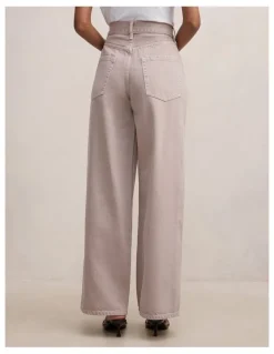 Forever New Petite Gia High Rise Wide Leg Jeans in Beige