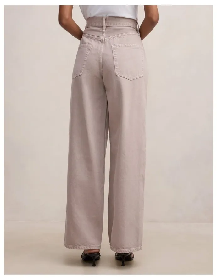Forever New Petite Gia High Rise Wide Leg Jeans in Beige