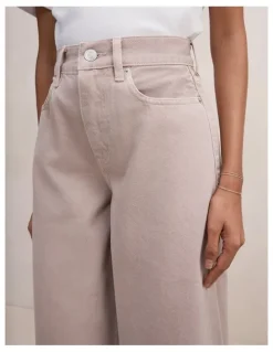 Forever New Petite Gia High Rise Wide Leg Jeans in Beige