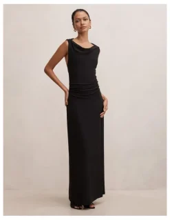 Forever New Petite Jae Bubble Back Hardware Maxi Dress in Black