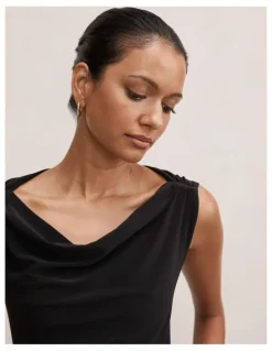 Forever New Petite Jae Bubble Back Hardware Maxi Dress in Black