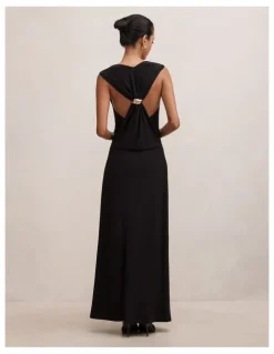 Forever New Petite Jae Bubble Back Hardware Maxi Dress in Black