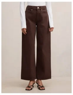 Forever New Petite Nicki Mid Rise Straight Leg Jeans in Brown