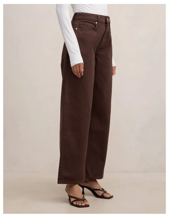 Forever New Petite Nicki Mid Rise Straight Leg Jeans in Brown