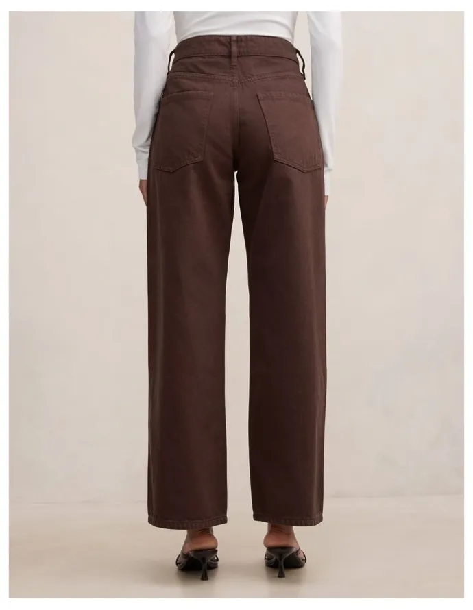 Forever New Petite Nicki Mid Rise Straight Leg Jeans in Brown