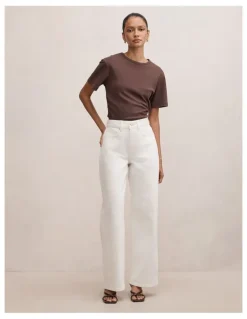 Forever New Petite Nicki Mid Rise Straight Jeans in White
