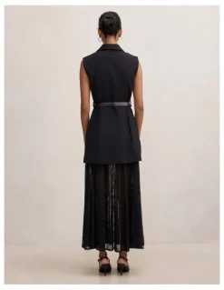 Forever New Petite Shanae Lace Sleeveless Dress in Black