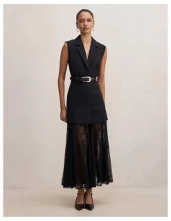 Forever New Petite Shanae Lace Sleeveless Dress in Black