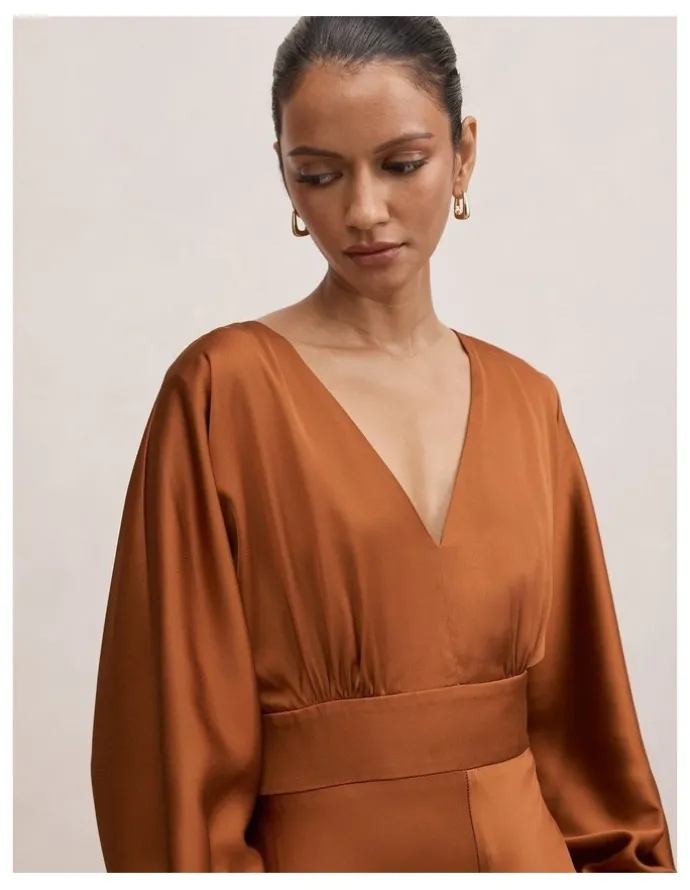 Forever New Petite Vera Draped Batwing Maxi Dress in Orange