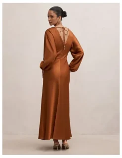 Forever New Petite Vera Draped Batwing Maxi Dress in Orange
