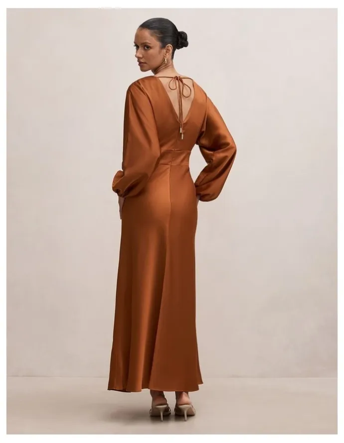 Forever New Petite Vera Draped Batwing Maxi Dress in Orange