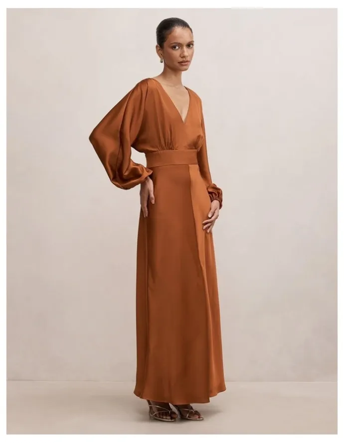 Forever New Petite Vera Draped Batwing Maxi Dress in Orange