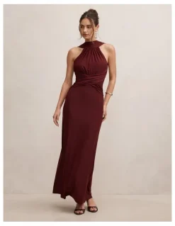 Forever New Rosalba Gathered Panel Maxi Dress in Purple