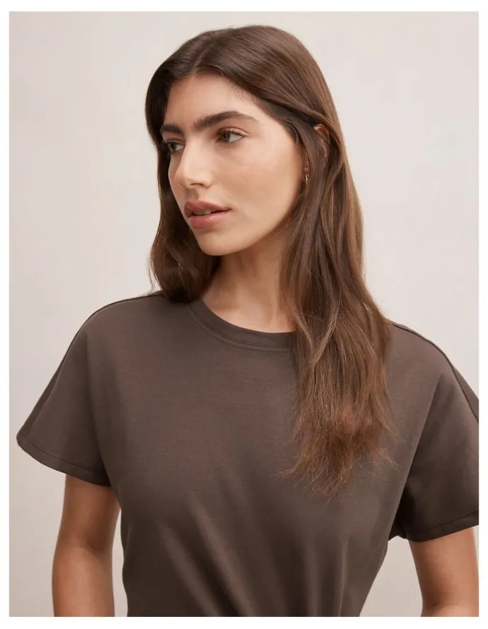 Forever New Rose T-Shirt Twist Midi Dress in Brown