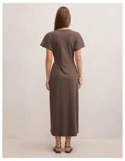 Forever New Rose T-Shirt Twist Midi Dress in Brown