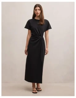 Forever New Rose T-shirt Twist Midi Dress in Black