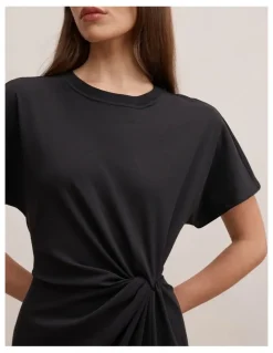 Forever New Rose T-shirt Twist Midi Dress in Black