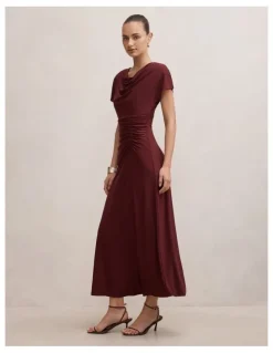 Forever New Tahnee Ruched Waist Midi Dress in Purple