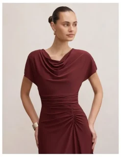 Forever New Tahnee Ruched Waist Midi Dress in Purple