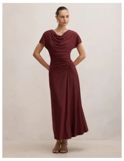 Forever New Tahnee Ruched Waist Midi Dress in Purple