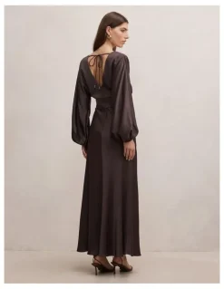 Forever New Vera Draped Batwing Maxi Dress in Chocolate