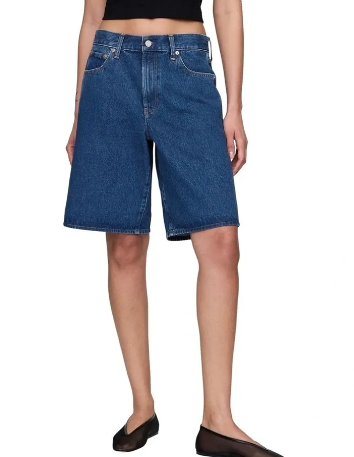 Gap 11" Mid Rise Longline Denim Shorts in Medium Indigo