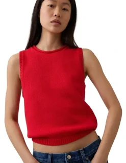 Gap Cotton Sweater Vest in Red
